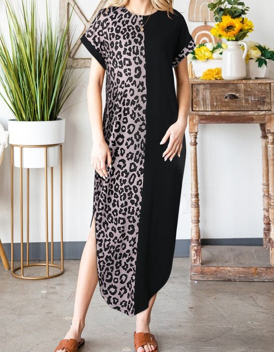 Contrast Leopard Dress