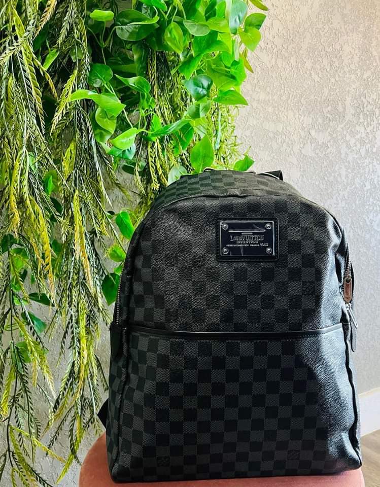 Black Checkered LV Backpack