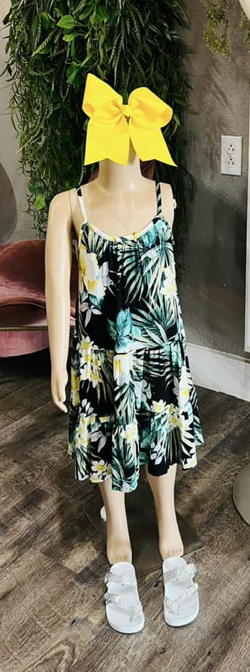 Girls Tropical Print Cami Dress
