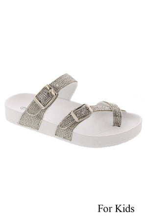 Kids White Sparkle Sandal