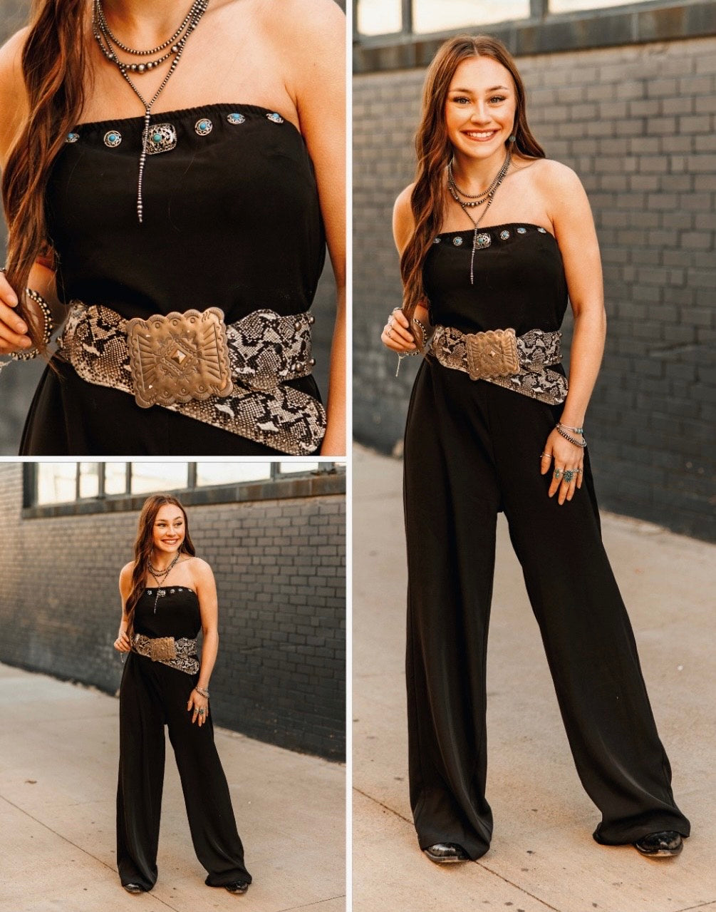 Black Strapless Jumper W Front Concho Studded Detail