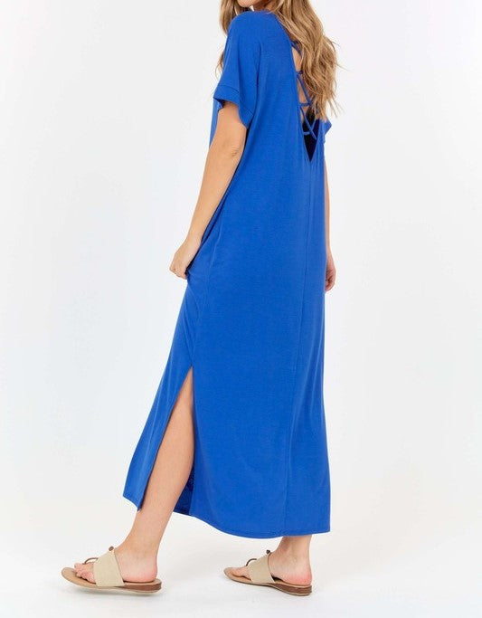 Maxi Dress With cross strings and side slits
