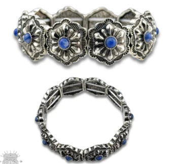 Western stamped denim stone concho bracelet