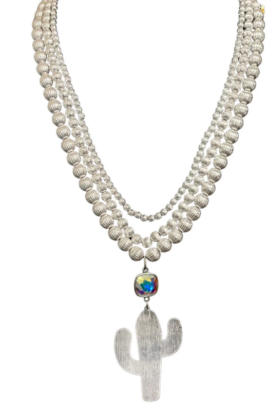 Silver cactus necklace