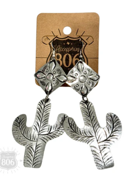 Silver cactus earring