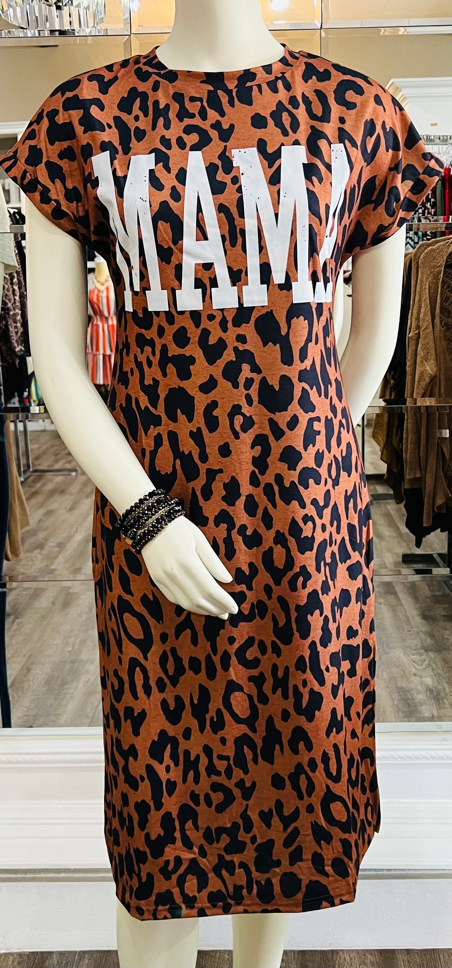 MAMA Leopard T-Shirt Dress