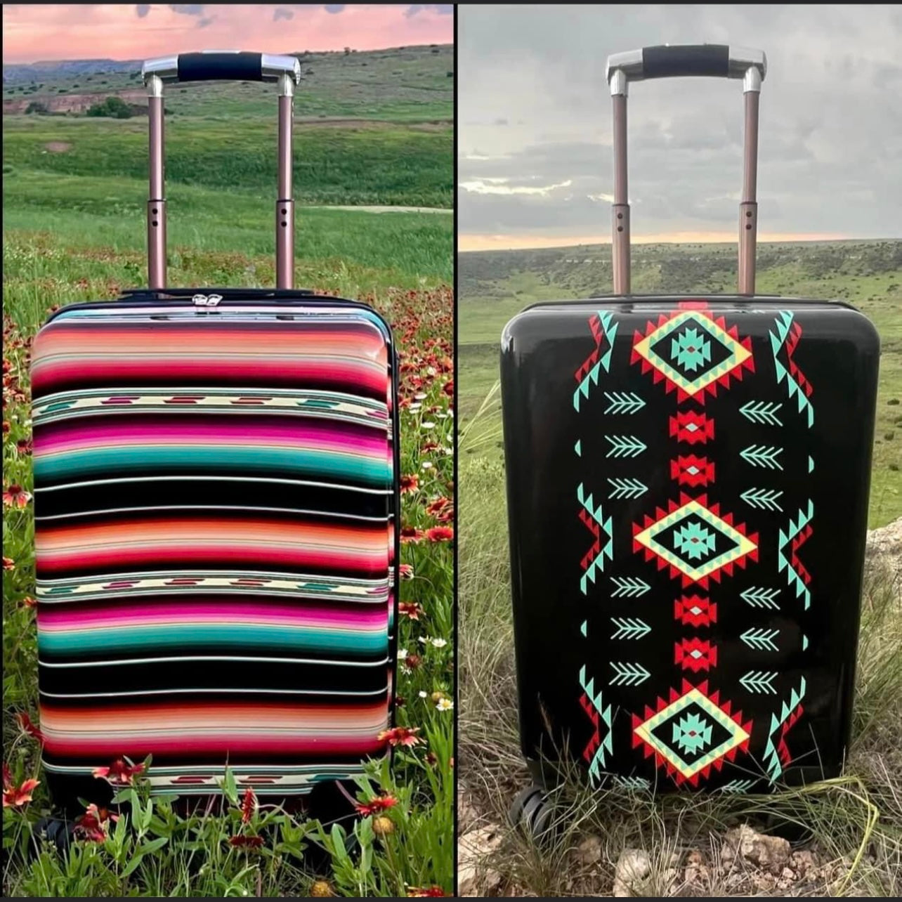 Rolling Rambler Black and Serape Suitcase