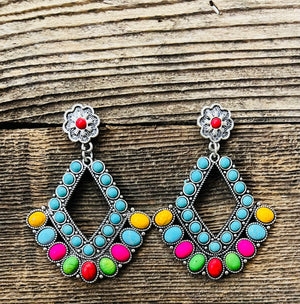 Multi turquoise stone earrings
