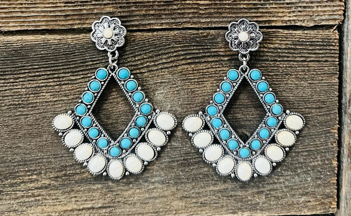 Multi turquoise stone earrings
