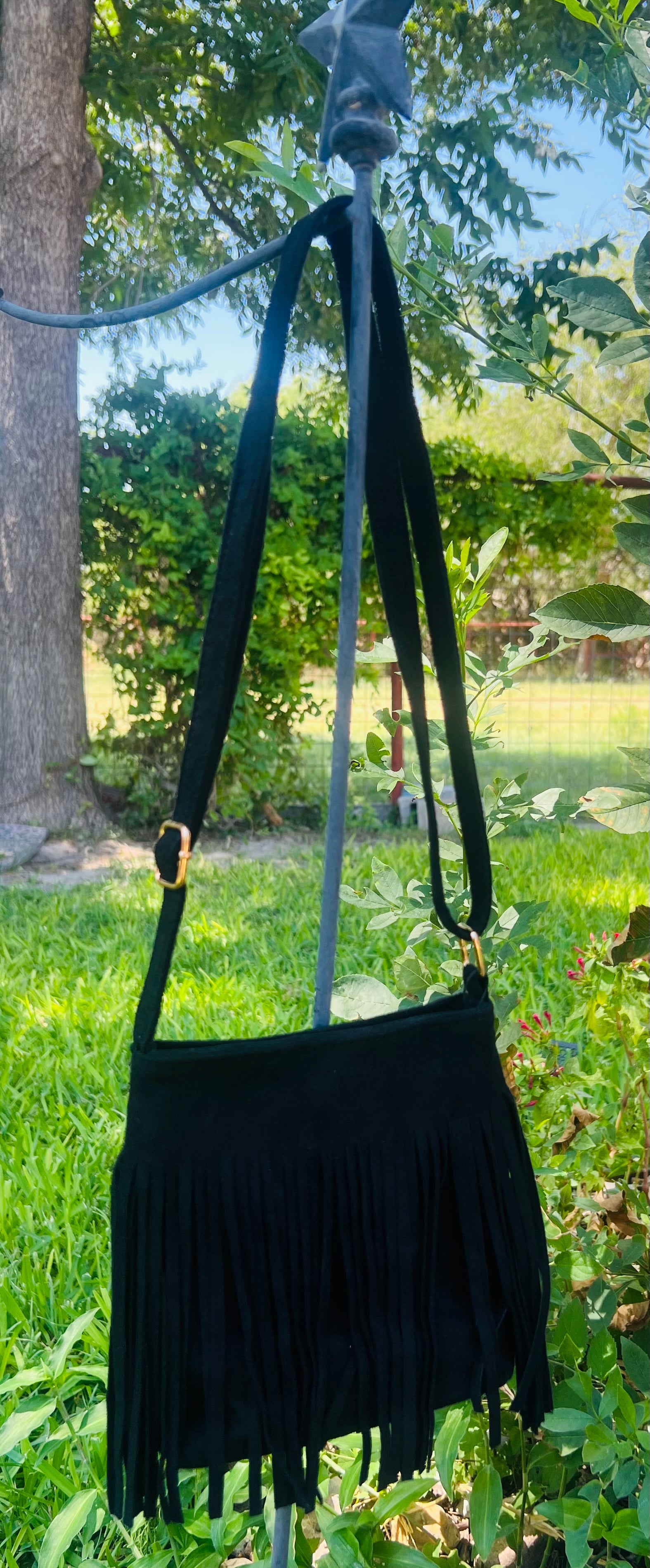 Saint Laurent Black Suede Fringe Shoulder Bag – Votre Luxe