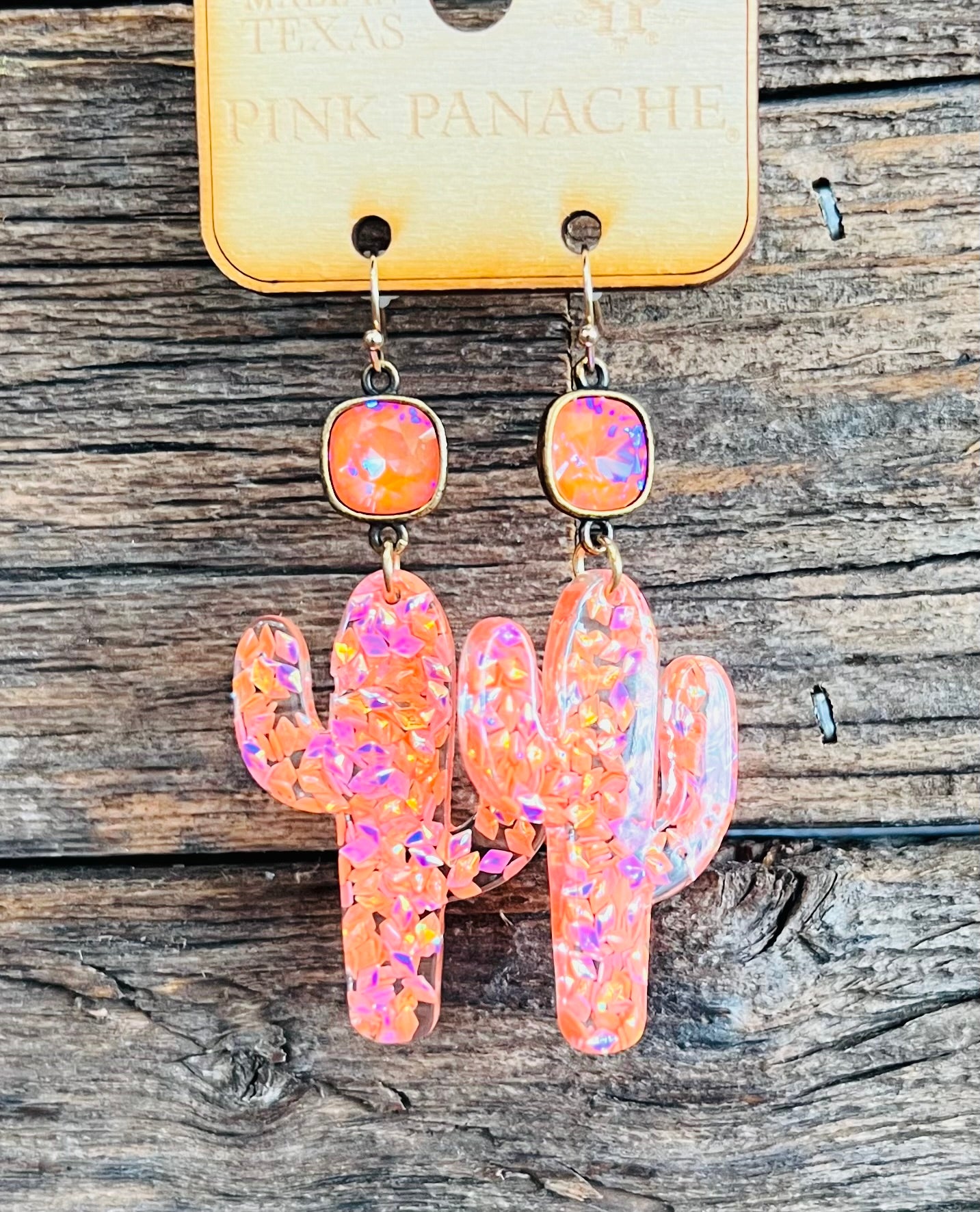 Pink/Orange Cactus Earrings