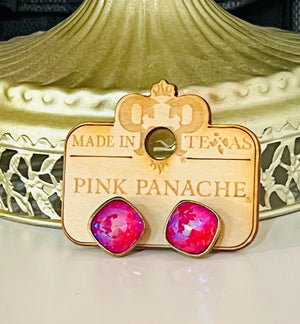 Pink Panache Earrings with Cushion Cut Crystals