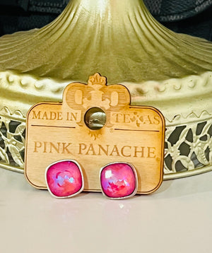 Pink Panache Earrings with Cushion Cut Crystals