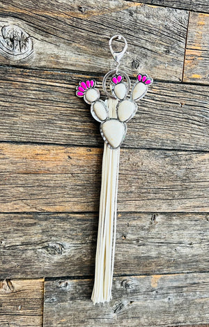 Western Cactus Tassel Keychain