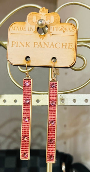 Pink Crystal Rectangle Earring Pink Panache