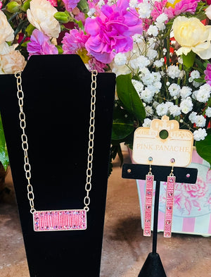 Pink Crystal Rectangle Earring Pink Panache