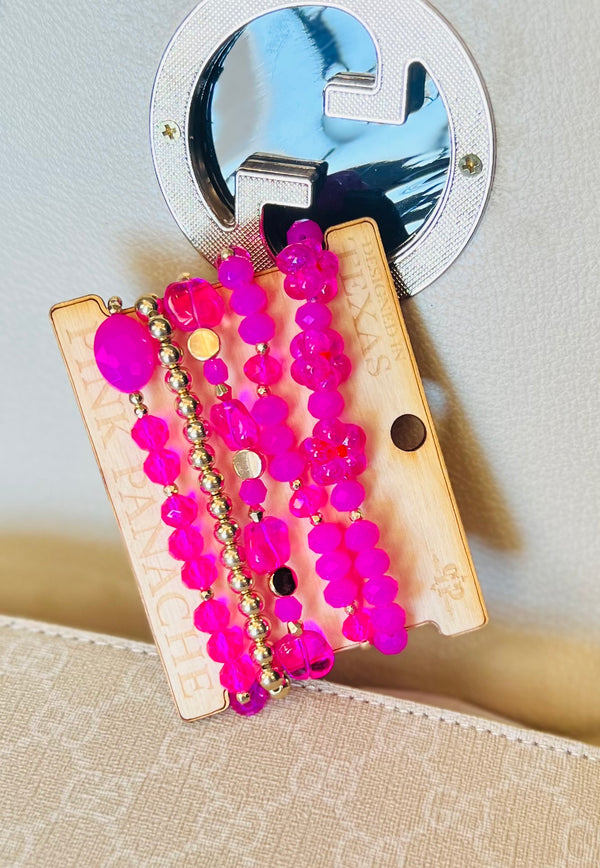 5 Strand Fuchsia Bracelet Pink Panache - Tres Chic Trendz