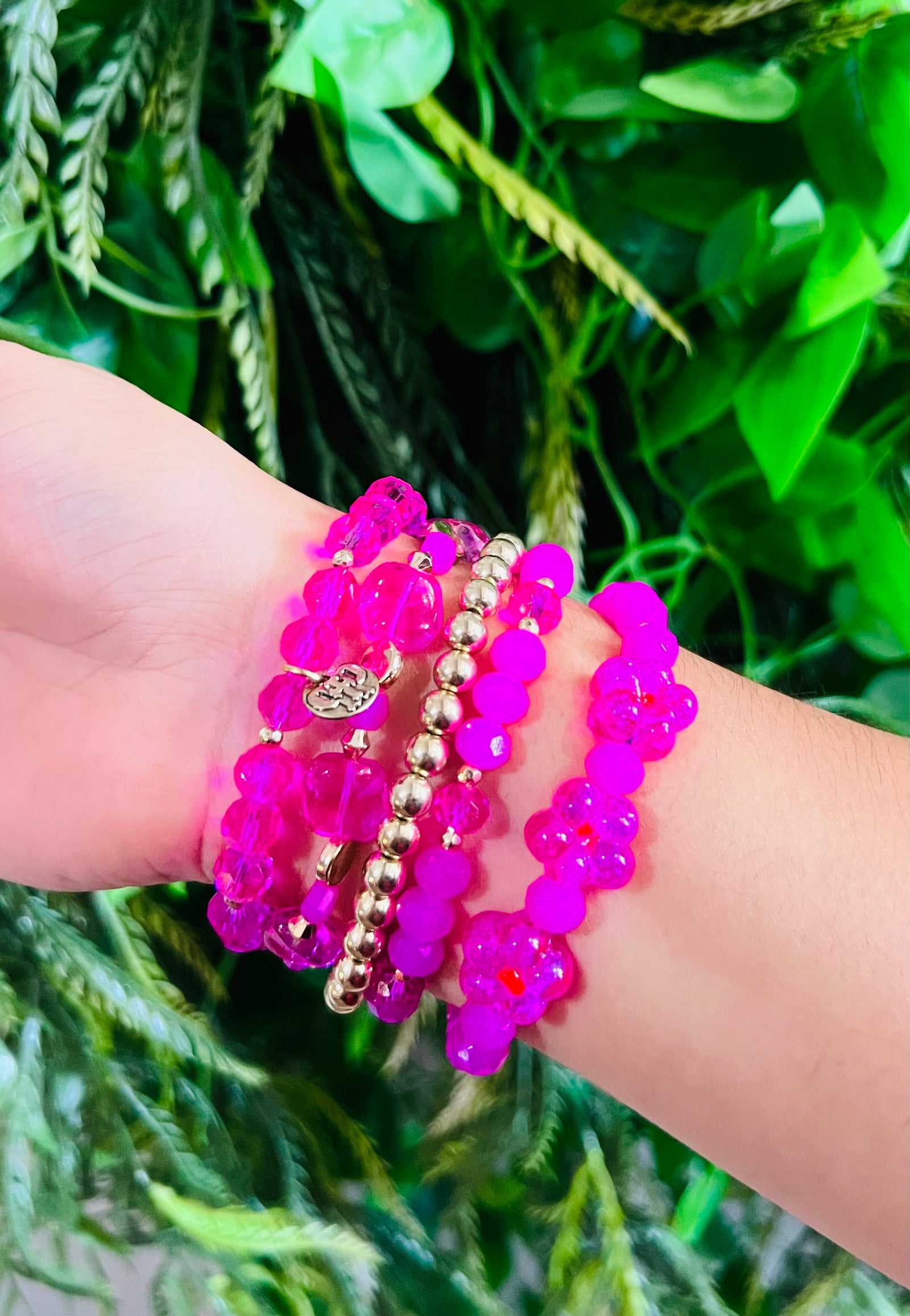 5 Strand Fuchsia Bracelet Pink Panache