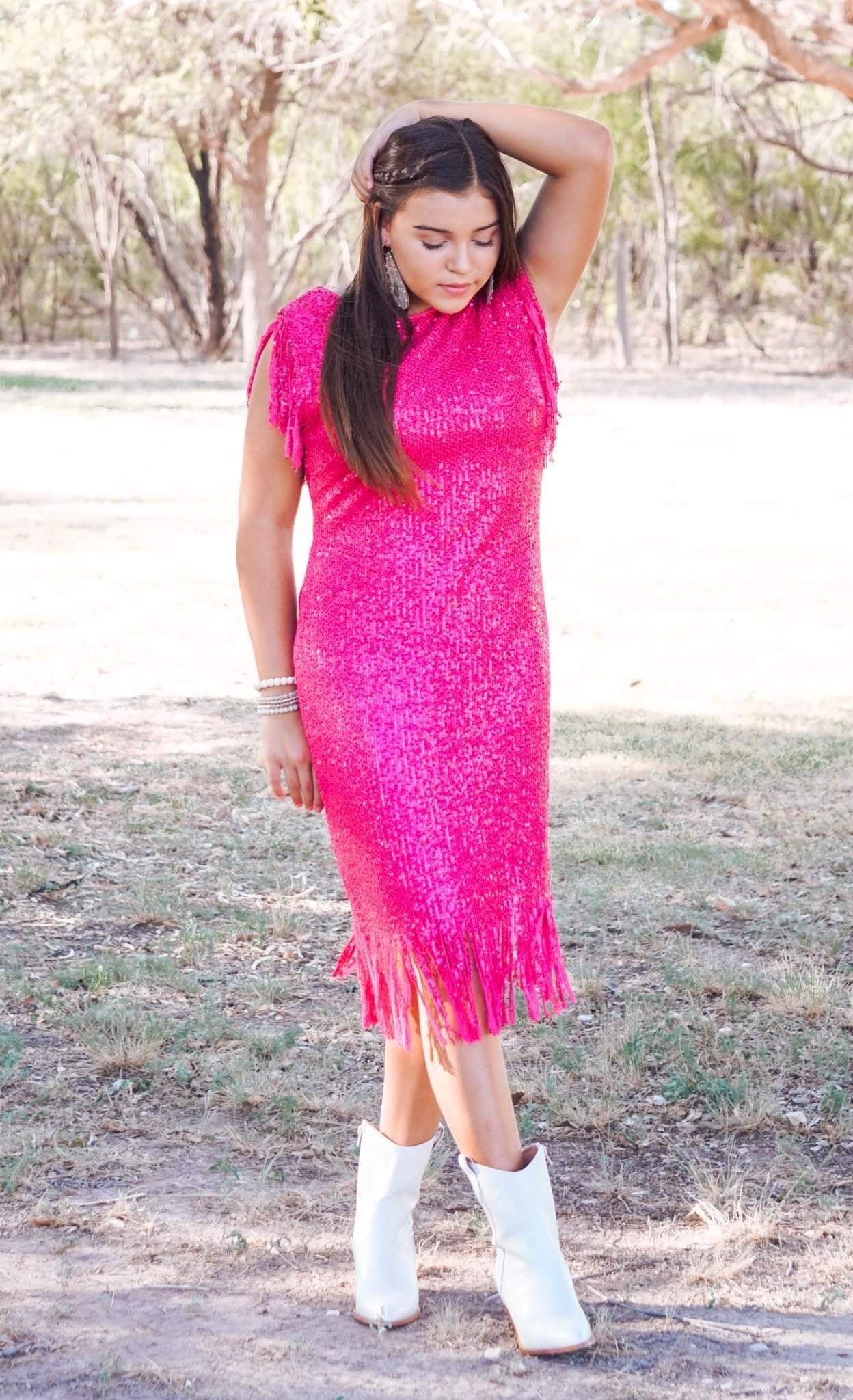 NIGHT LIFE DRESS BLACK & PINK