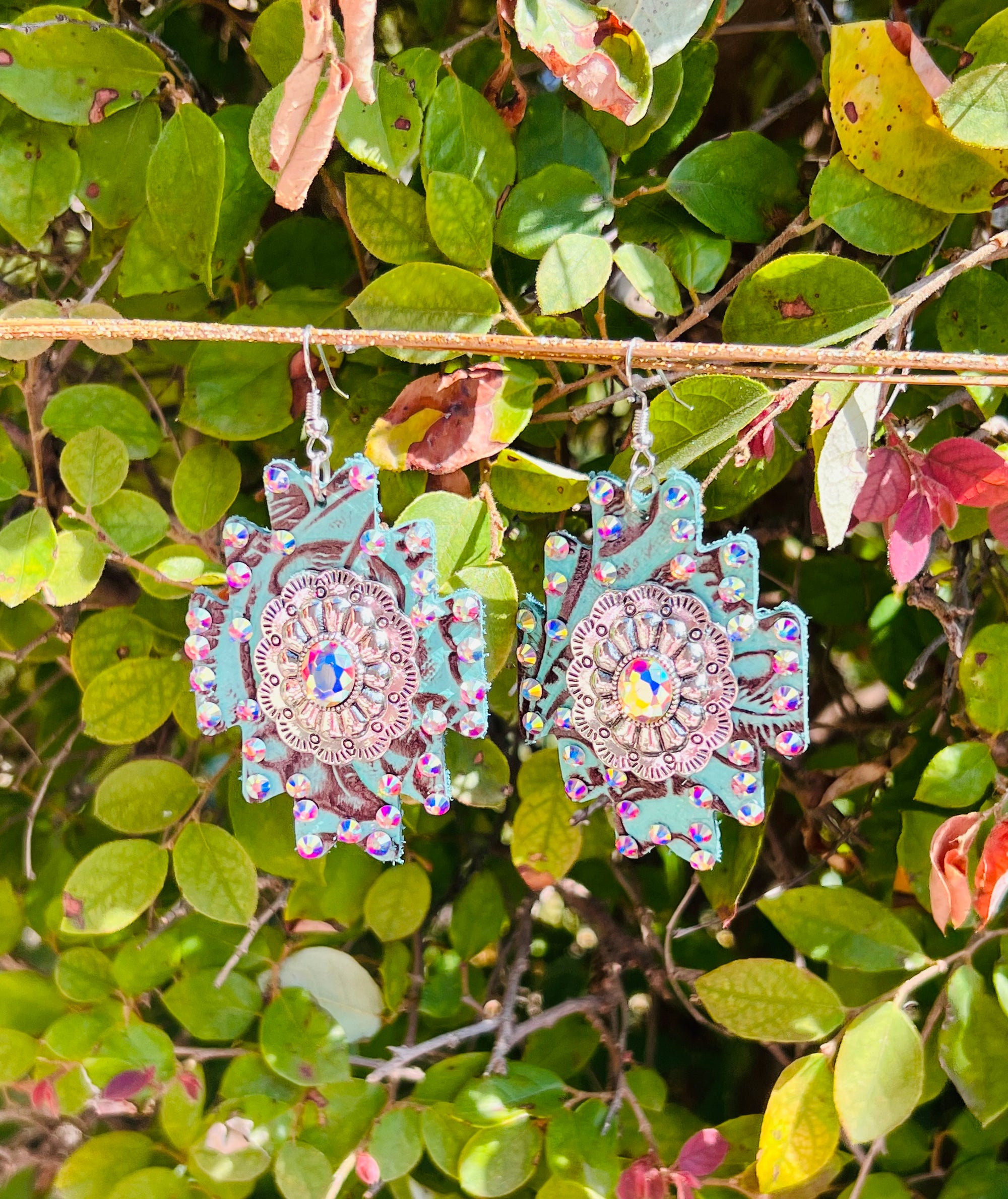 Western Earrings Brown and Turquoise