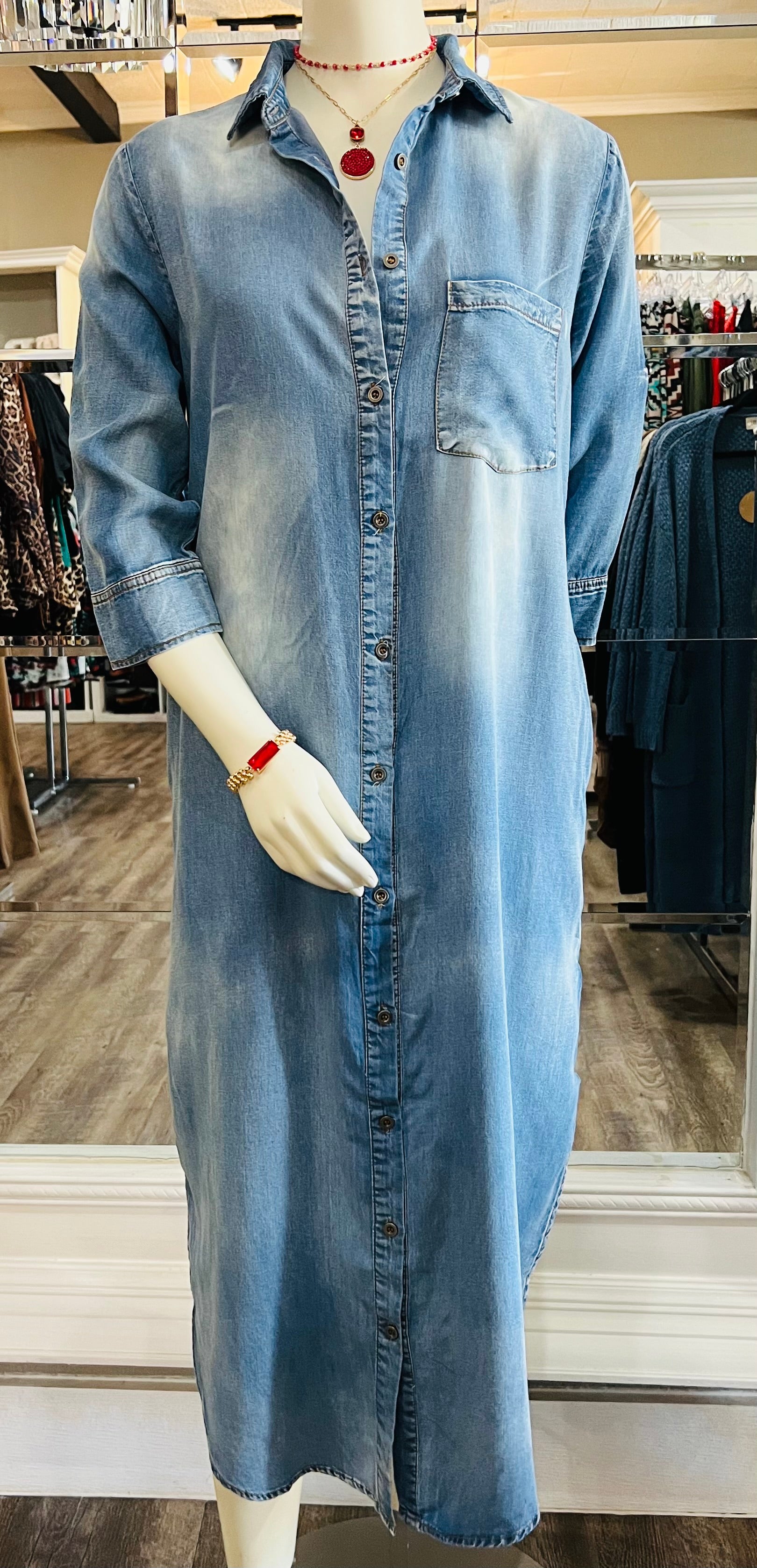 Denim Maxi Shirt Dress