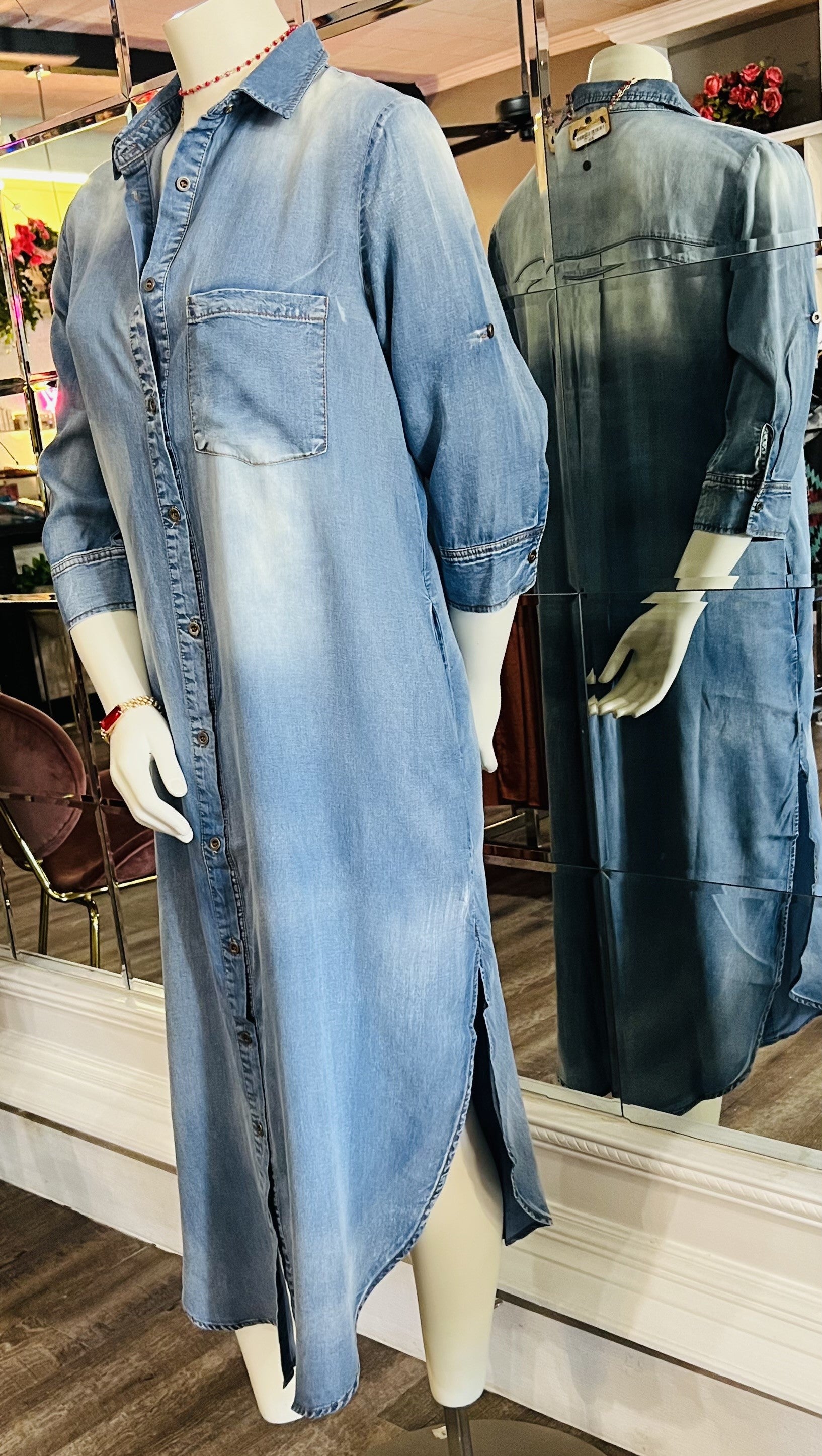 Denim Maxi Shirt Dress