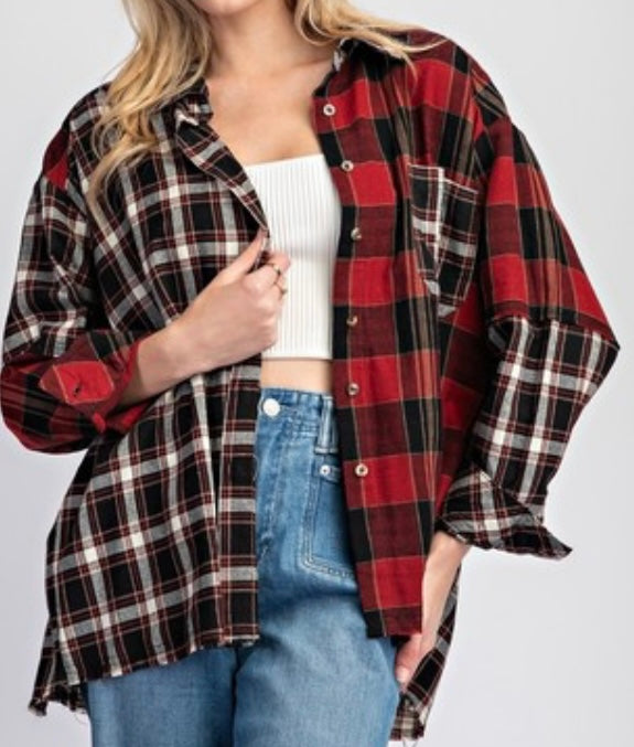 Color Block Flannel Shirt