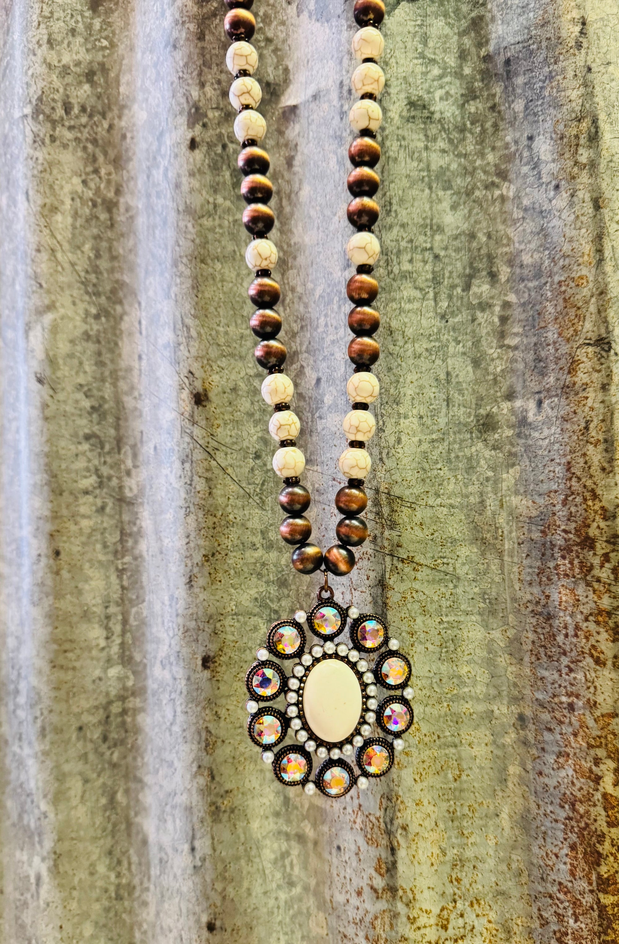 Squash blossom necklace (Ivory & Copper)