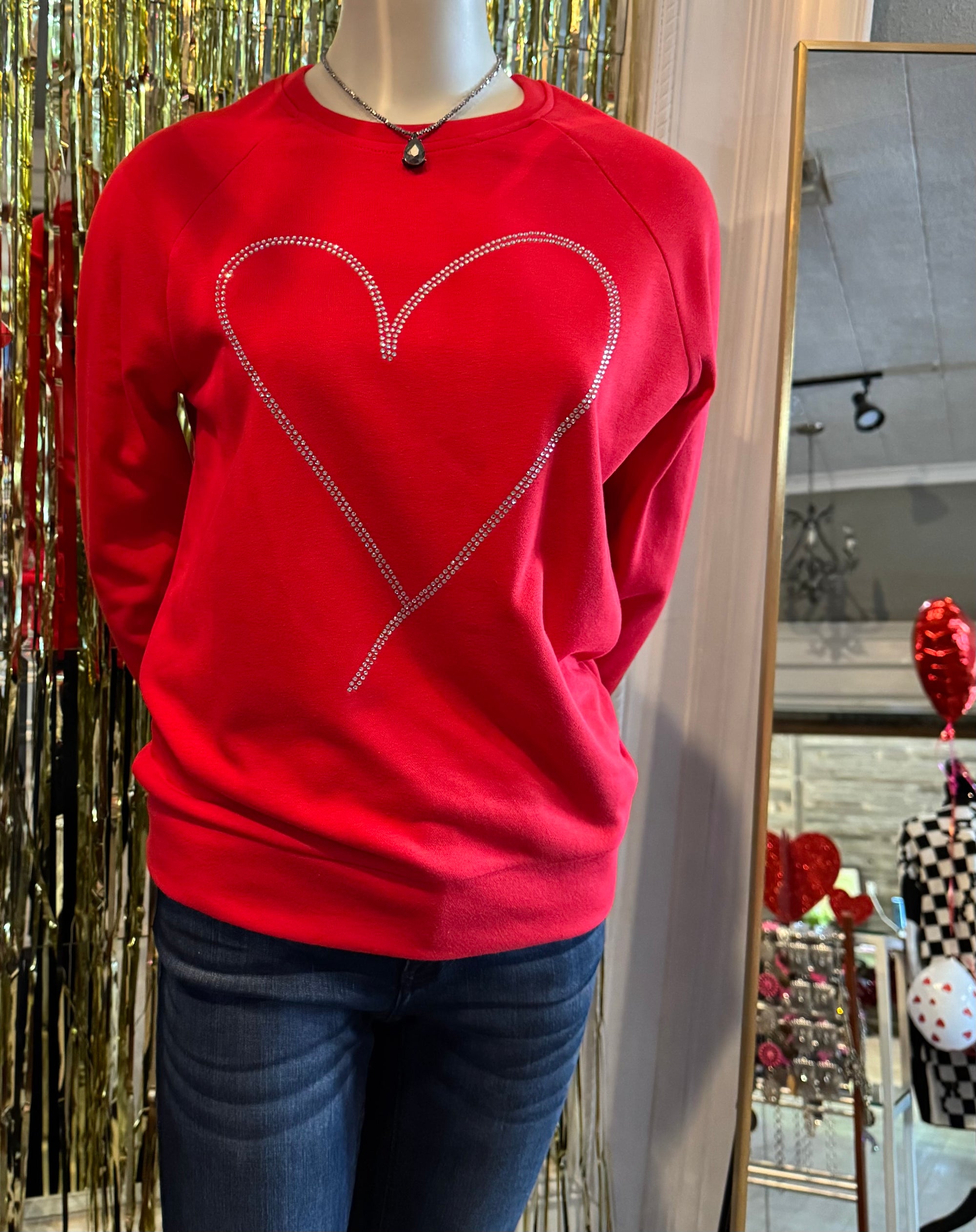 Rhinestone heart sweatshirt