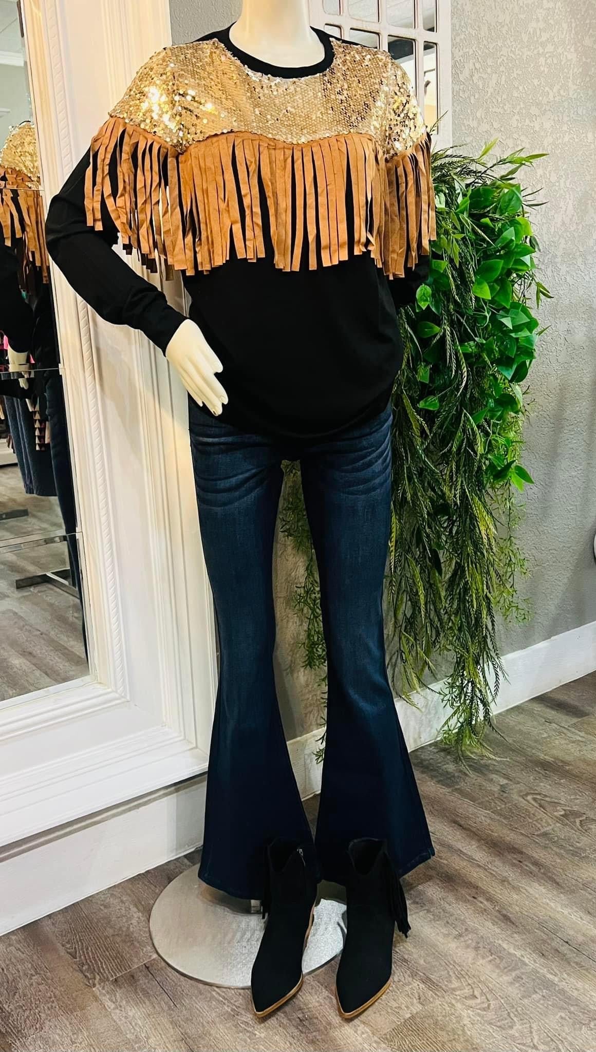 Seguin & Fringe Long Sleeve Top