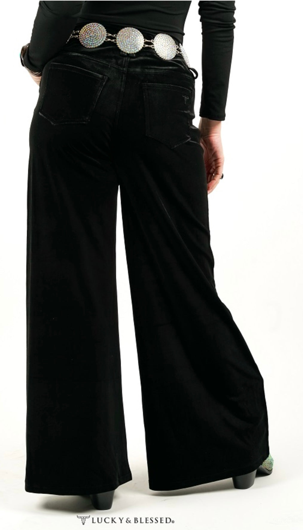 VELVET WIDE LEG PANTS