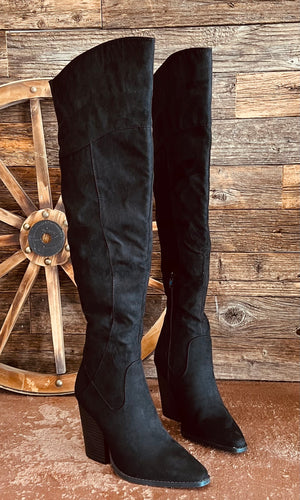 SLAY KNEE HIGH SUEDE BOOTS