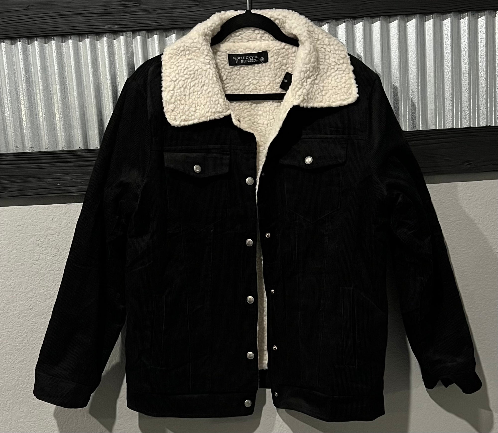 Black Corduroy Sherpa Jacket