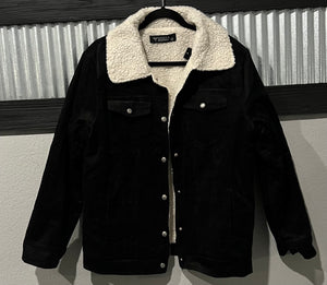 Black Corduroy Sherpa Jacket