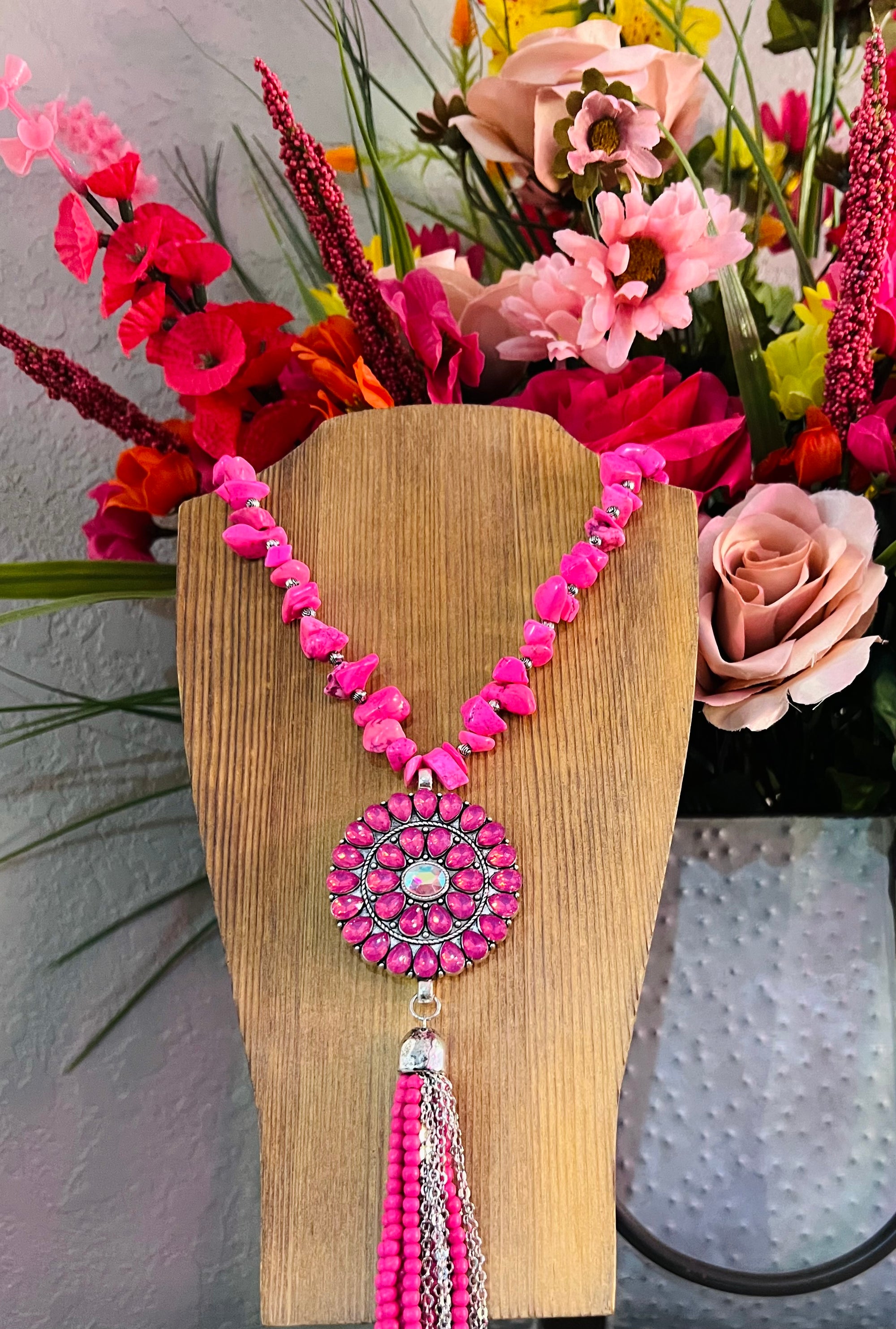 "Fuchsia" Tassel Necklace