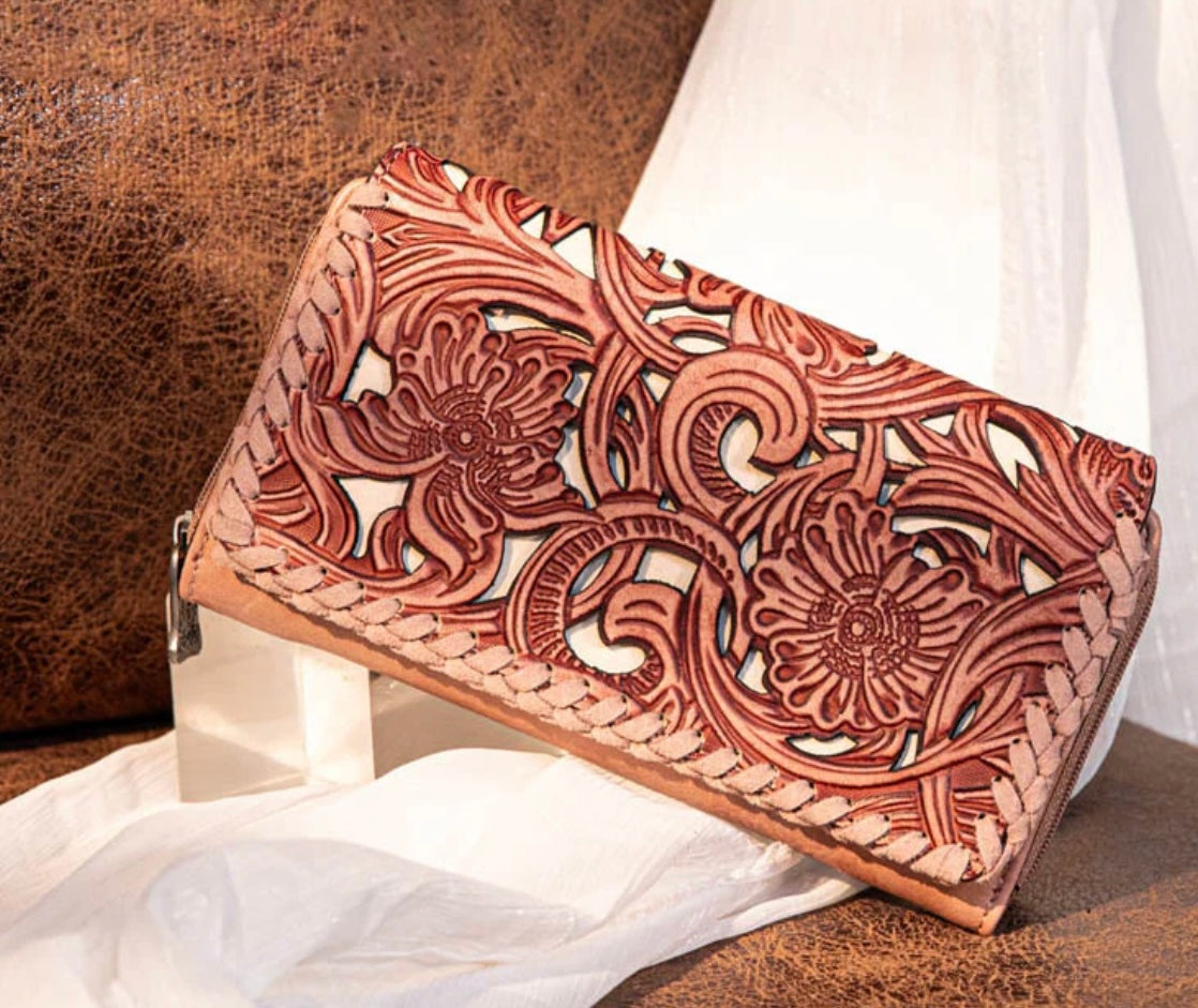 Trinity Ranch Floral Tooled Collection Wallet