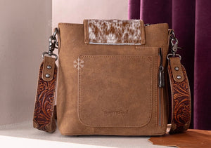 Trinity Ranch Genuine Hair On Cowhide Tooled Concealed Carry Crossbody Bag