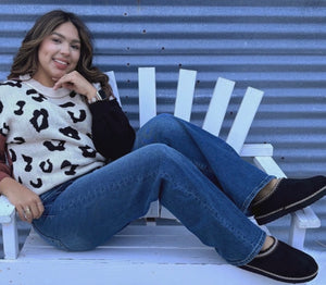 LEOPARD COLORBLOCK SWEATER