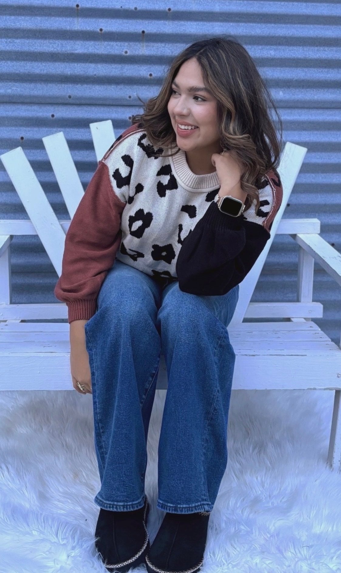 LEOPARD COLORBLOCK SWEATER