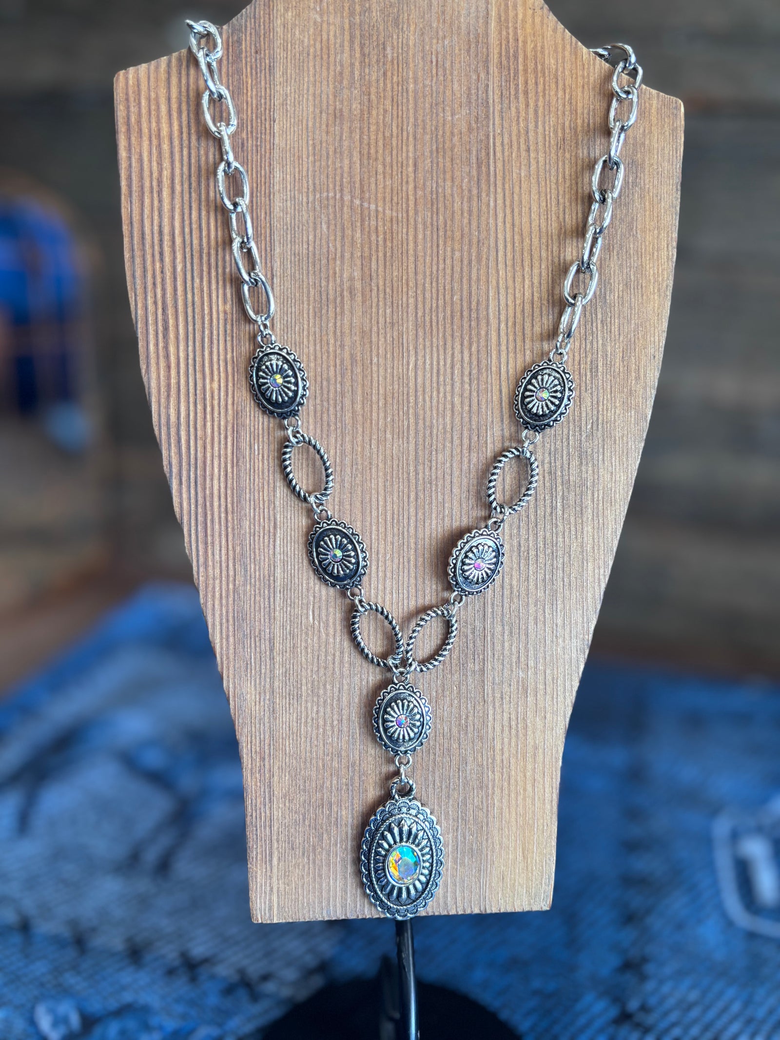 Iridescent Concho Necklace