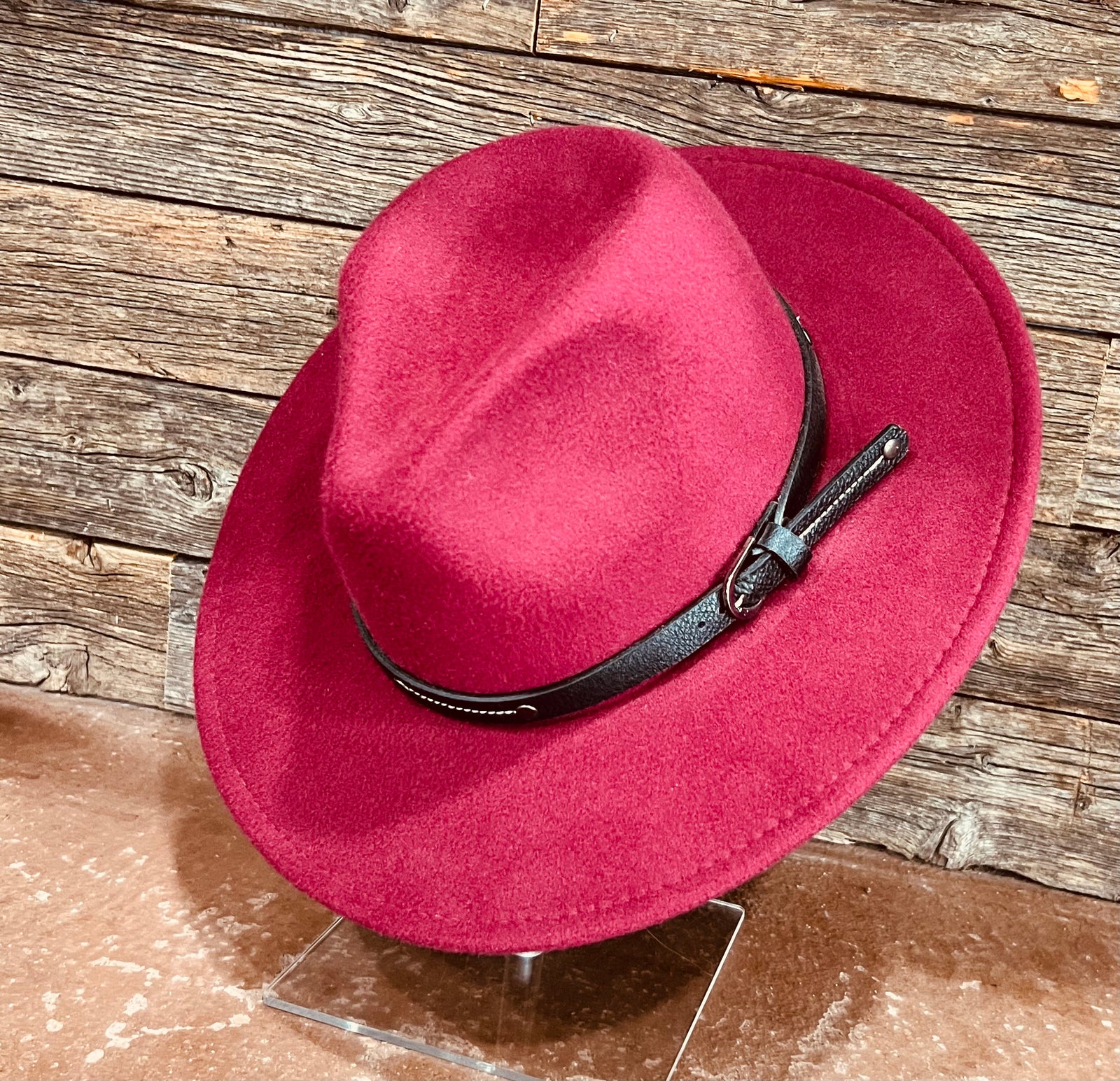 FASHION LEATHER BRIM FEDORA HAT
