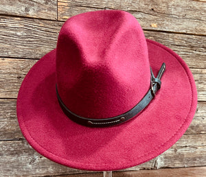 FASHION LEATHER BRIM FEDORA HAT