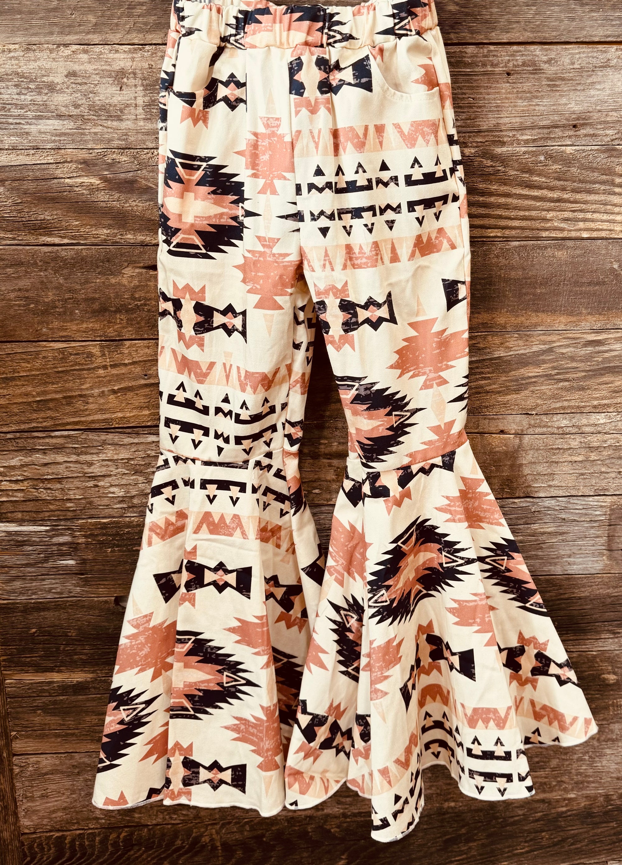 Aztec printed bell bottom jeans