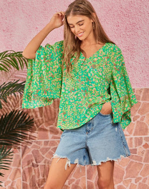 Emerald Floral Top