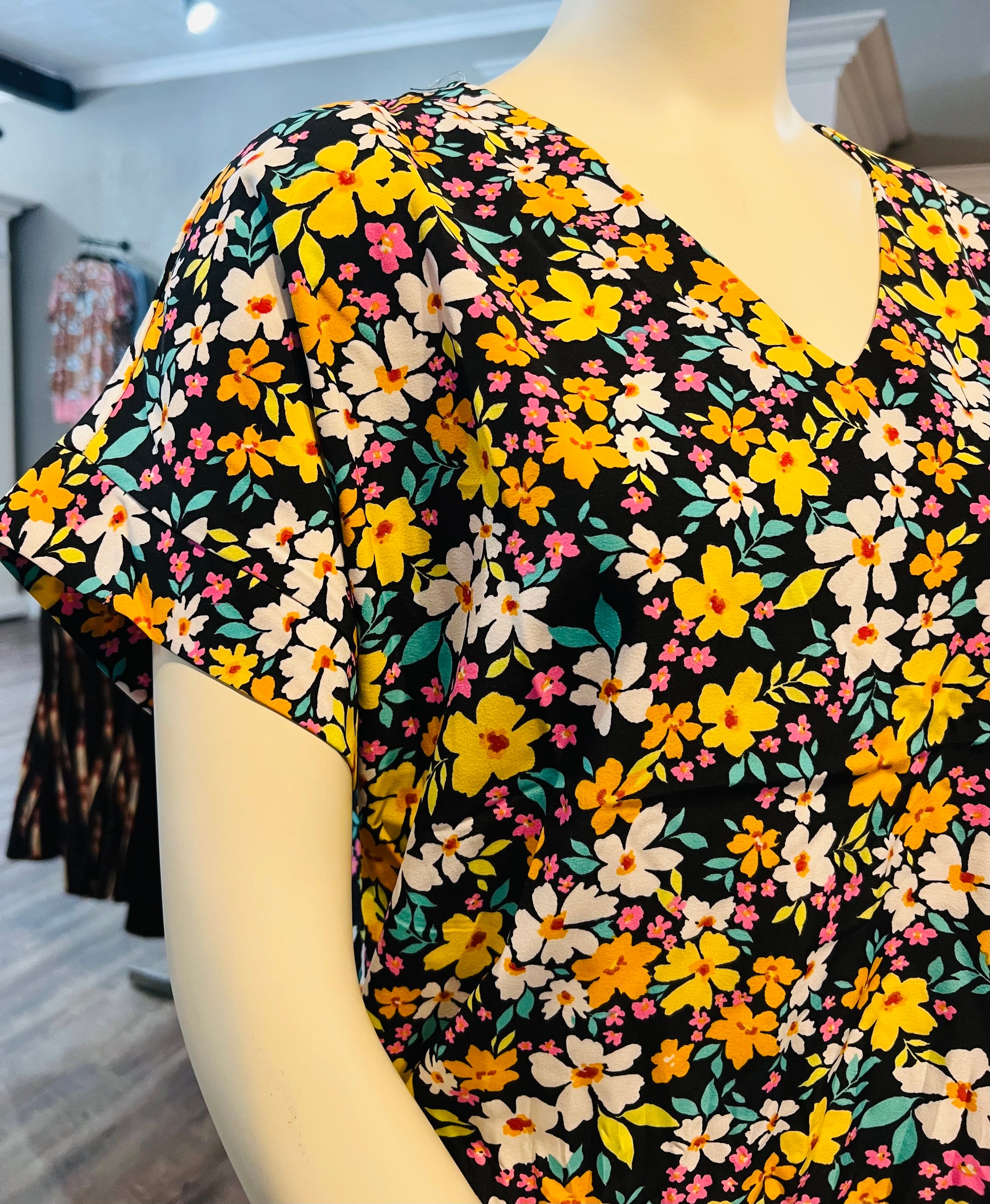 Floral Black Top
