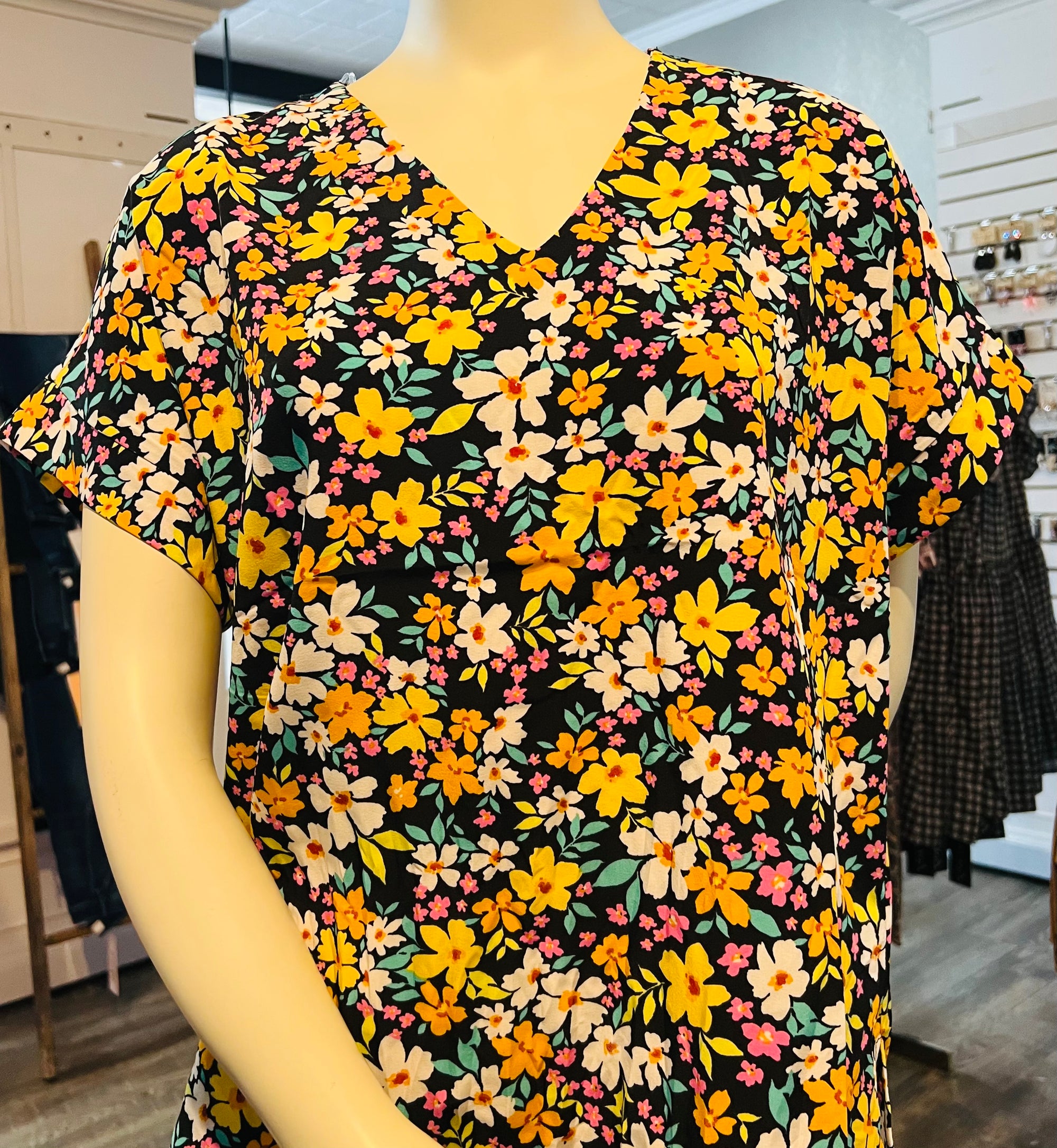 Floral Black Top