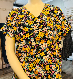 Floral Black Top