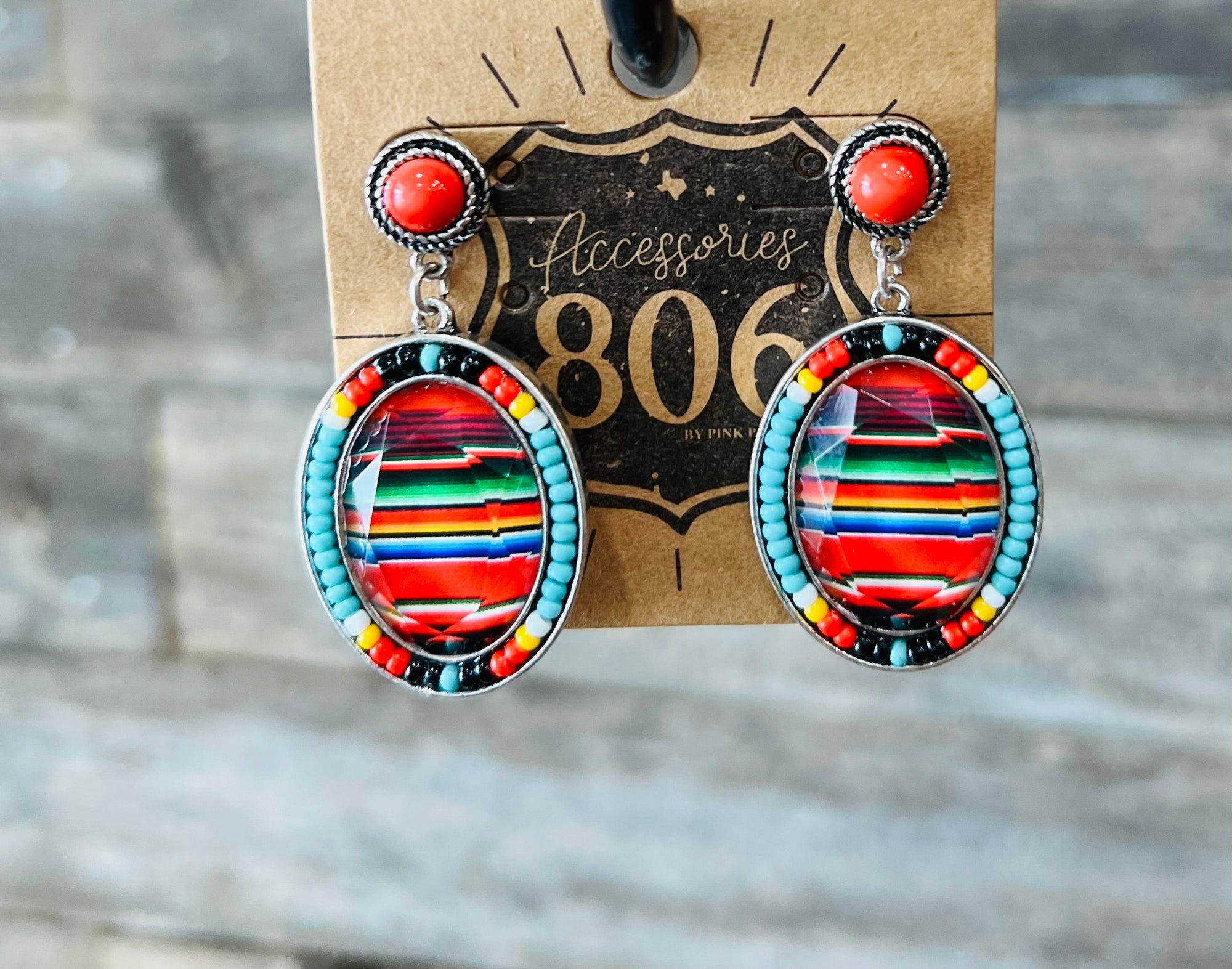 SERAPE OVAL DANGLING EARRINGS