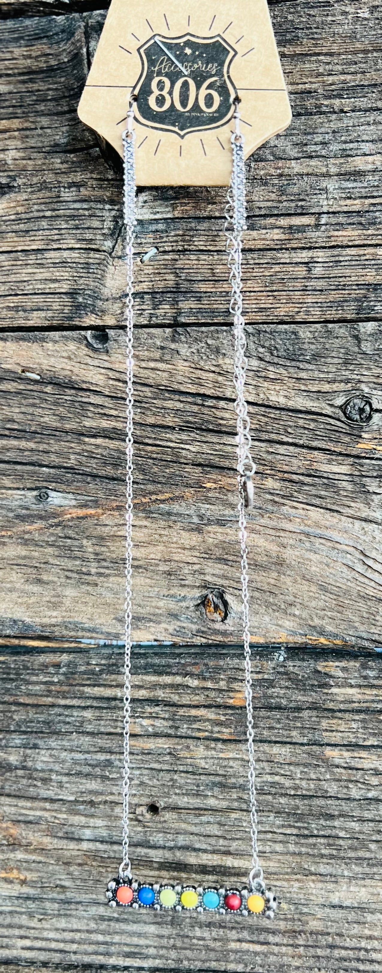 multicolor beaded necklace and earrings