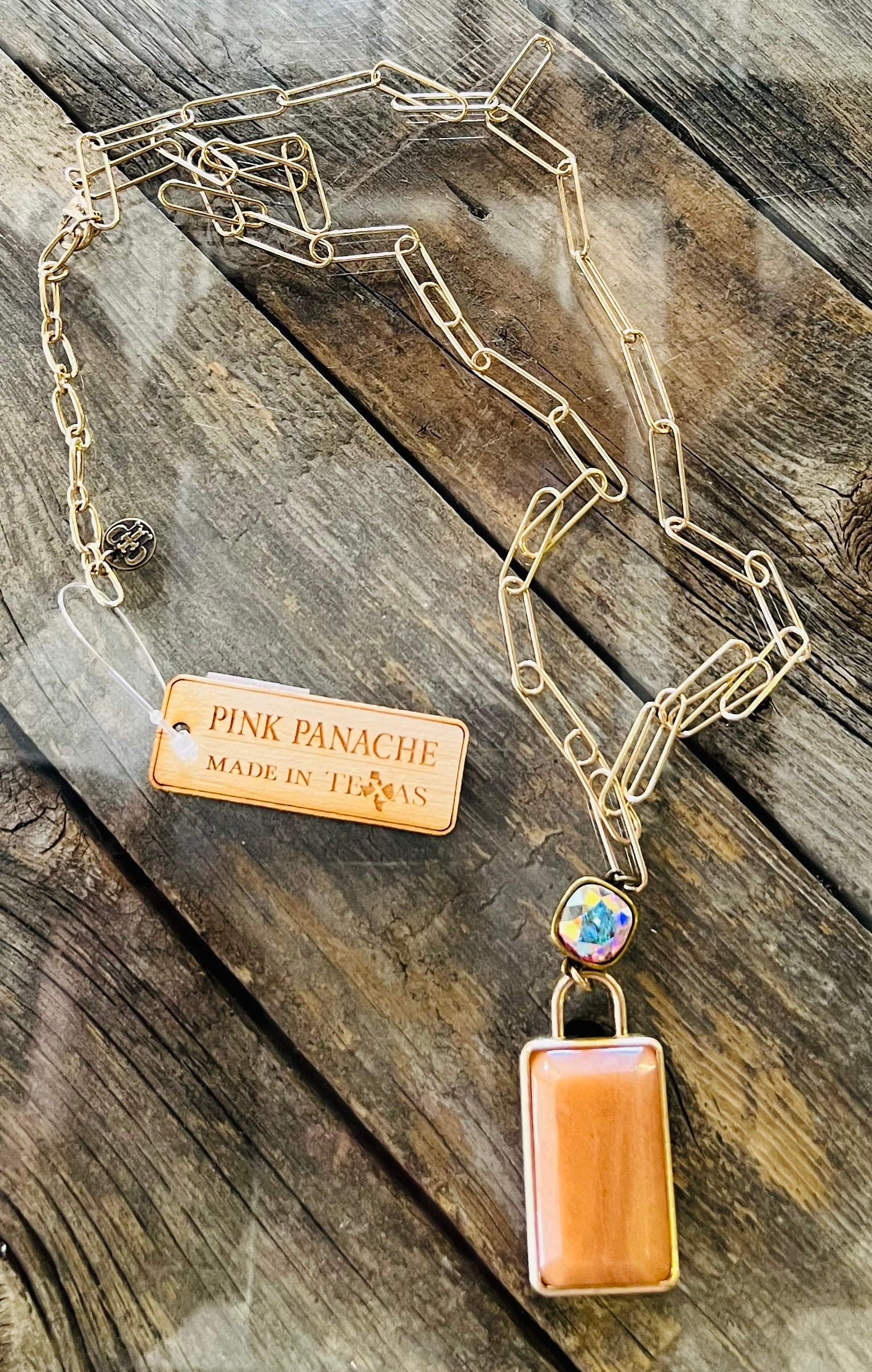 PINK PANCHE BROWN SQUARED NECKLACE